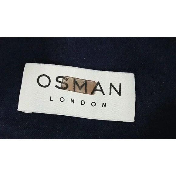 Osman Sleeveless Wrap Asymmetrical Gathered Midi Dress in Navy BLUE Size: 2 - Picture 7 of 10